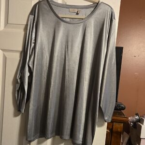 LOGO by Lori Goldstein Shimmering Silver Top NWOT